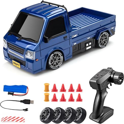 1/24 RC Drift Car, Remote Control Car, 2.4GHz 20KM/H 4WD High Speed RC Truck,Drifting Tires＆Two Batteries Racing Sports Toy Idea Gift for Boys Girls and Adults Kids in Kuwait