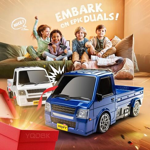 1/24 RC Drift Car, Remote Control Car, 2.4GHz 20KM/H 4WD High Speed RC Truck,Drifting Tires＆Two Batteries Racing Sports Toy Idea Gift for Boys Girls and Adults Kids in Kuwait