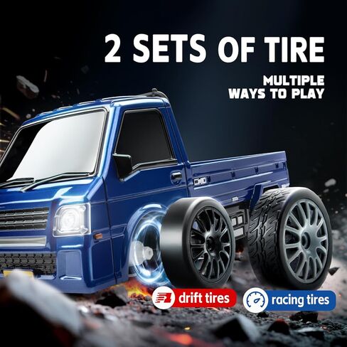 1/24 RC Drift Car, Remote Control Car, 2.4GHz 20KM/H 4WD High Speed RC Truck,Drifting Tires＆Two Batteries Racing Sports Toy Idea Gift for Boys Girls and Adults Kids in Kuwait