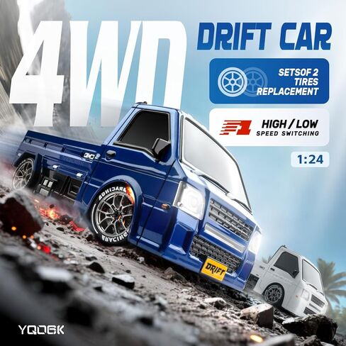 1/24 RC Drift Car, Remote Control Car, 2.4GHz 20KM/H 4WD High Speed RC Truck,Drifting Tires＆Two Batteries Racing Sports Toy Idea Gift for Boys Girls and Adults Kids in Kuwait