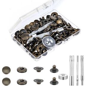 24 مجموعة من اللقطات الجلدية ومجموعة الأزرار السحابات 15 ملم معدات المعادن مع أدوات التثبيت 4 مساءً أدوات التثبيت البديلة لقطات السترة الجلدية لقرعة الجينز الجينز وأكثر من ذلك (البرونز) in Kuwait