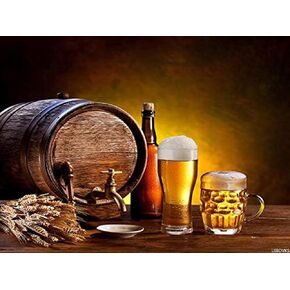 Beer Barrel Glasses Wooden Table Dark Brown Glass Pub Ale Tap Bar DIY 5D Diamond Painting Kit Adult Full Drill Rhinestone Cross Stitch Art Crafts for Home Decoration 12x16inch in Saudi Arabia