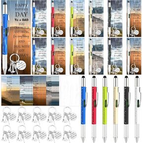 12 مجموعة من سلاسل المفاتيح يوم الأب وأداة 6 في 1 أدوات ملونة 6 بوصة 4 نمط من البركة مع البطاقة وأكياس OPP لعيد الأب هدية عيد ميلاد أو صلاة الكنيسة in Kuwait