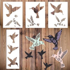 مجموعة استنسل الطائر الطنان للحرف اليدوية وأنماط صورة ظلية قابلة لإعادة الاستخدام لطلاء الخشب والجدران وديكور الحديقة in Kuwait