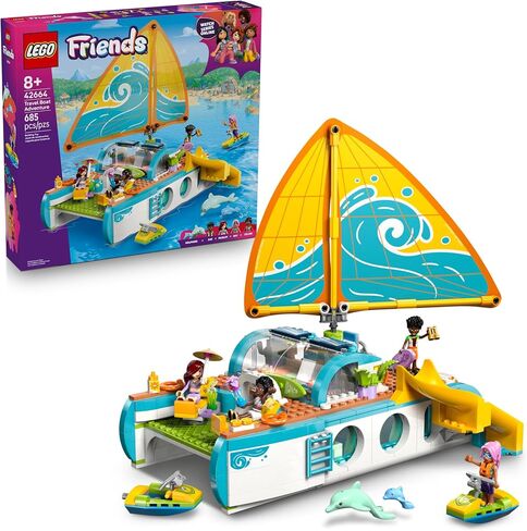 LEGO Friends Travel Boat Adventure Pretend Play Building Toy - Toy Boat Playset with Playful Dolphin Figurines and 4 Minidolls - Birthday Gift Idea for Girls and Boys, Ages 8 and Up - 42664 in Saudi Arabia