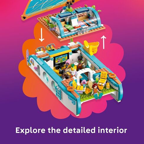 LEGO Friends Travel Boat Adventure Pretend Play Building Toy - Toy Boat Playset with Playful Dolphin Figurines and 4 Minidolls - Birthday Gift Idea for Girls and Boys, Ages 8 and Up - 42664 in Saudi Arabia