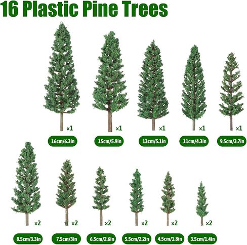 16 PCS Model Model Trees ، 1.4-6.3 inch Miniature Trees Miniature Diorama يزداد شجرة المناظر الطبيعية الأشجار المزيفة للحرف اليدوية DIY ، البناء المناظر الطبيعية للمناظر الطبيعية (الأخضر الطبيعي) in Kuwait