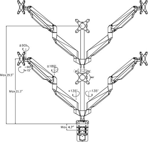 D7S Aluminum Full Motion Six Arm LCD LED TV Stand 10"-24" Monitor Stand Mount Gas Spring Arm Stand with USB and Audio Ports in Saudi Arabia