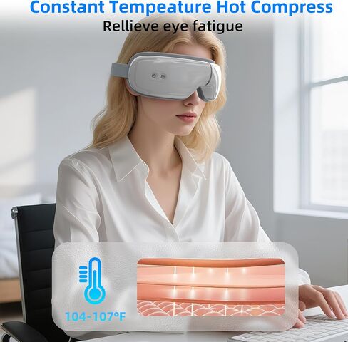 iKristin Eye Massager,Eye Mask with Bluetooth Music,Voice Controlled Eye Massager with Heat,Relax Eye Fatigue and Improve Sleep,Foldable Eye Massager for Men and Women Ideal Gift in Saudi Arabia