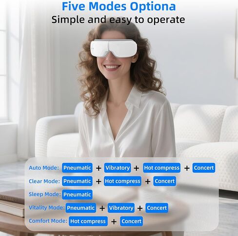 iKristin Eye Massager,Eye Mask with Bluetooth Music,Voice Controlled Eye Massager with Heat,Relax Eye Fatigue and Improve Sleep,Foldable Eye Massager for Men and Women Ideal Gift in Saudi Arabia
