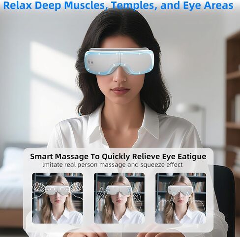 iKristin Eye Massager,Eye Mask with Bluetooth Music,Voice Controlled Eye Massager with Heat,Relax Eye Fatigue and Improve Sleep,Foldable Eye Massager for Men and Women Ideal Gift in Saudi Arabia