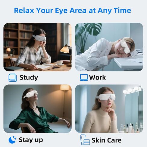 iKristin Eye Massager,Eye Mask with Bluetooth Music,Voice Controlled Eye Massager with Heat,Relax Eye Fatigue and Improve Sleep,Foldable Eye Massager for Men and Women Ideal Gift in Saudi Arabia