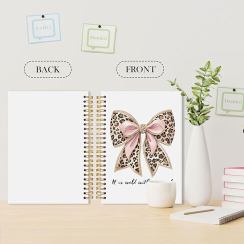 Coquette Leopard Print Bow Christian Spiral Notebook, It Is Well with My Soul Bible Journal for Women, Coquette Girly Office Supplies, Trendy Preppy Girly Aesthetic Notebooks, 5.5x8.3 in Kuwait