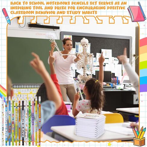 48 PCS مرة أخرى إلى هدايا المدرسة لعملية عيد الميلاد في اليوم الأول من دفاتر المدارس الطالب ، قم بتعيين أقلام الرصاص مع جوائز الفصول الدراسية للدرس in Saudi Arabia
