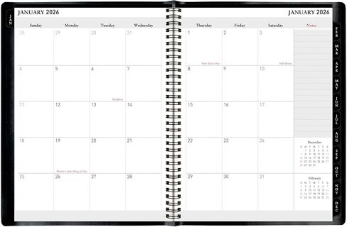Office Depot Brand Weekly Monthly Planner, 8" x 11", Black, January 2026 to December 2026, OD71080026 in Saudi Arabia