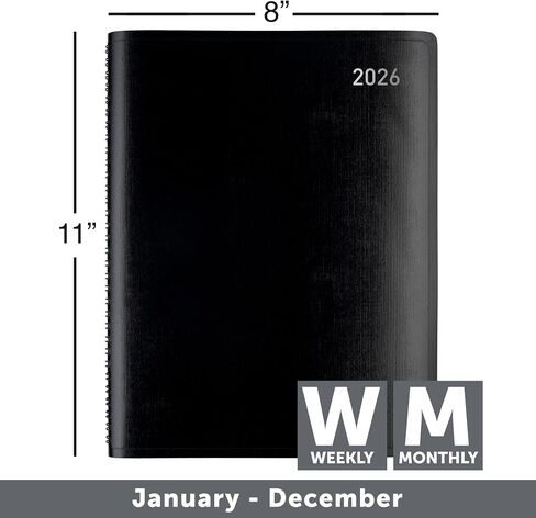 Office Depot Brand Weekly Monthly Planner, 8" x 11", Black, January 2026 to December 2026, OD71080026 in Saudi Arabia