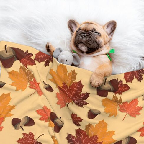 Plush Pet Blanket Maple Leaf Fall 3D Paw Print Design Soft Fluffy Blankets Throw for Dog Puppy Cat Kitten Pets Gifts Large in Kuwait