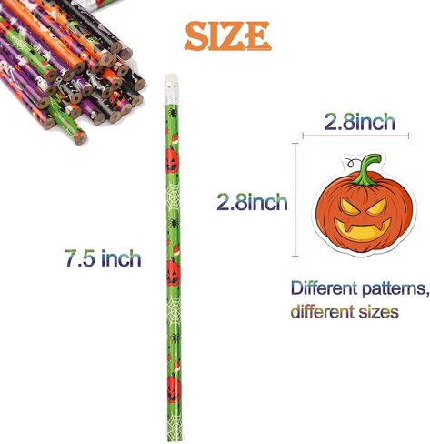 أقلام الرصاص Happy Halloween For Kids Party Suppories - 48pcs أقلام الرصاص+50pcs ملصق اليقطين معالج القرطسي قرع القرط الهالوين. in Kuwait