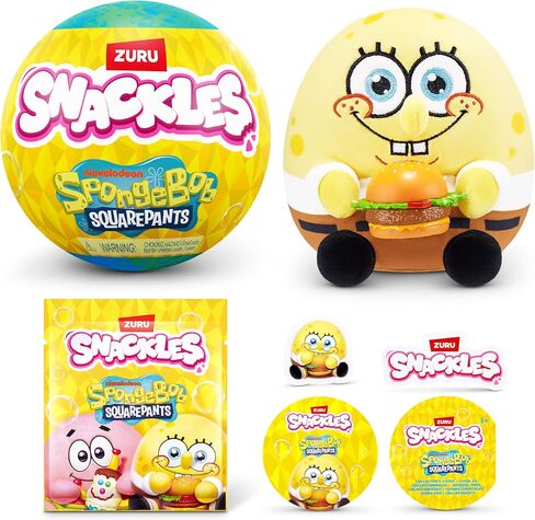 Snackles Licensed Character Spongebob Squarepants 5-inch Plush by ZURU Plush with Snack Accessory in Saudi Arabia
