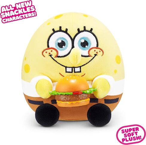 Snackles Licensed Character Spongebob Squarepants 5-inch Plush by ZURU Plush with Snack Accessory in Saudi Arabia