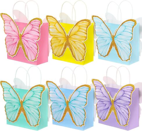 24 PCS Butterfly Party Fire With Bink Pint Purple Blue Butterfly Goodie Gover Paper Wreats Wordan Candy Facs for Birthday Party Bridal Showers (Colors) in Kuwait