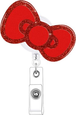 Bow Badge Holder Reels, Cute Retractable Red Bows Nurse Nursing Badge Clips for School Students RN CNA LPN Pediatric Medical Assistant ID Badges Name Tag Card in Saudi Arabia