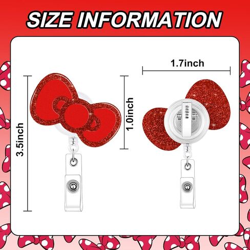 Bow Badge Holder Reels, Cute Retractable Red Bows Nurse Nursing Badge Clips for School Students RN CNA LPN Pediatric Medical Assistant ID Badges Name Tag Card in Saudi Arabia