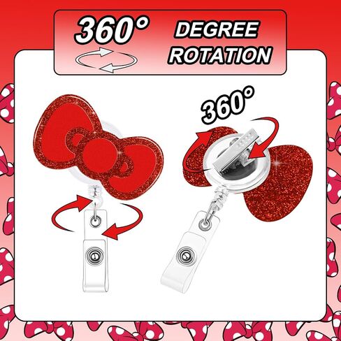 Bow Badge Holder Reels, Cute Retractable Red Bows Nurse Nursing Badge Clips for School Students RN CNA LPN Pediatric Medical Assistant ID Badges Name Tag Card in Saudi Arabia