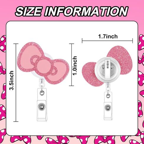 Bow Badge Holder Reels, Cute Retractable Red Bows Nurse Nursing Badge Clips for School Students RN CNA LPN Pediatric Medical Assistant ID Badges Name Tag Card in Saudi Arabia