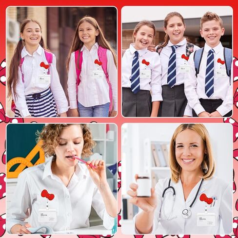 Bow Badge Holder Reels, Cute Retractable Red Bows Nurse Nursing Badge Clips for School Students RN CNA LPN Pediatric Medical Assistant ID Badges Name Tag Card in Saudi Arabia