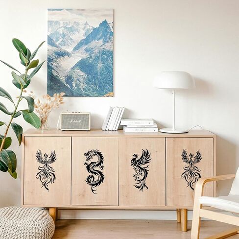 FINGERINSPIRE 3 PCS Dragon Phoenix Stencils for Painting with Brush 5.9x11.8inch Reusable Phoenix with Wings Template Hollowed Dragon Pattern Stencil Plastic Oriental Animal Theme Template for DIY in Saudi Arabia