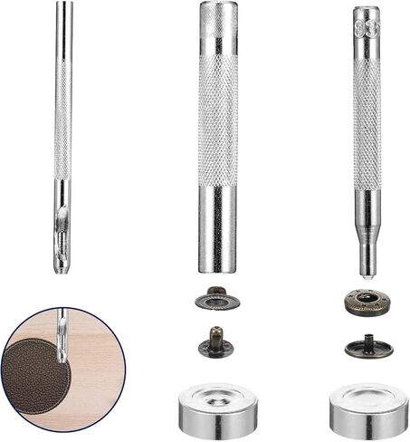 24 مجموعة من اللقطات الجلدية ومجموعة الأزرار السحابات 15 ملم معدات المعادن مع أدوات التثبيت 4 مساءً أدوات التثبيت البديلة لقطات السترة الجلدية لقرعة الجينز الجينز وأكثر من ذلك (البرونز) in Kuwait