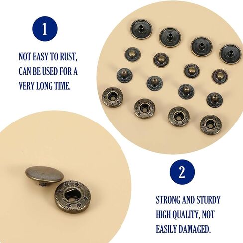 24 مجموعة من اللقطات الجلدية ومجموعة الأزرار السحابات 15 ملم معدات المعادن مع أدوات التثبيت 4 مساءً أدوات التثبيت البديلة لقطات السترة الجلدية لقرعة الجينز الجينز وأكثر من ذلك (البرونز) in Kuwait