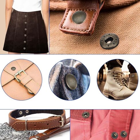 24 مجموعة من اللقطات الجلدية ومجموعة الأزرار السحابات 15 ملم معدات المعادن مع أدوات التثبيت 4 مساءً أدوات التثبيت البديلة لقطات السترة الجلدية لقرعة الجينز الجينز وأكثر من ذلك (البرونز) in Kuwait