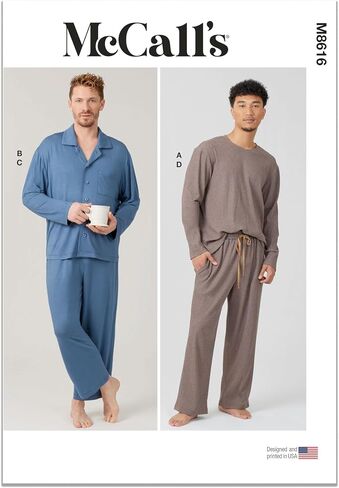 McCall's M8616a Men Men's Pajama Pajama Pabants and Pants Sewing Packet ، Design Code M8616 ، Sister S-M-L-XL-XXL-XXXL in Saudi Arabia