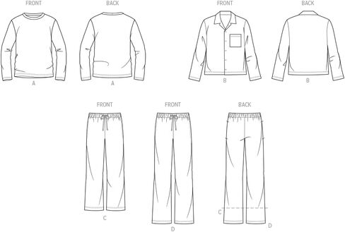 McCall's M8616a Men Men's Pajama Pajama Pabants and Pants Sewing Packet ، Design Code M8616 ، Sister S-M-L-XL-XXL-XXXL in Saudi Arabia