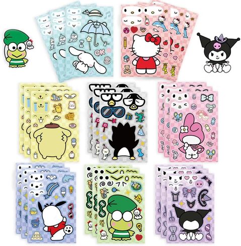 24Pcs Cute Anime Stickers, Mixed & Matched with 8 Designed Cartoon Sticker (3 of Each) for Party Decoration, Reward, Decor, Gift Idea in Saudi Arabia