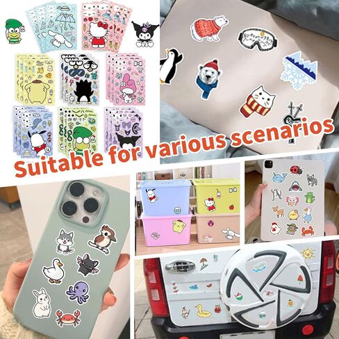 24Pcs Cute Anime Stickers, Mixed & Matched with 8 Designed Cartoon Sticker (3 of Each) for Party Decoration, Reward, Decor, Gift Idea in Saudi Arabia