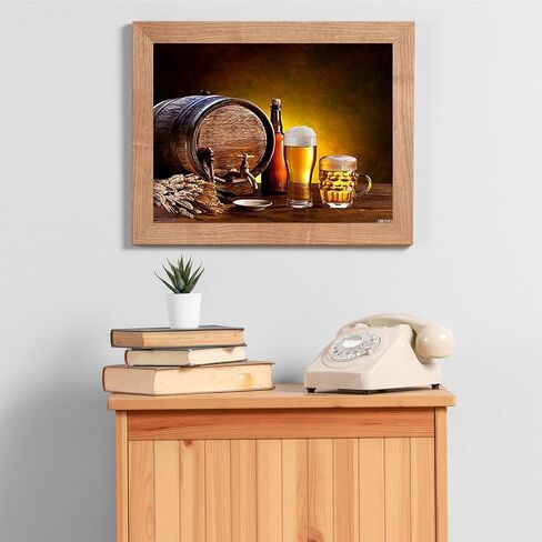 Beer Barrel Glasses Wooden Table Dark Brown Glass Pub Ale Tap Bar DIY 5D Diamond Painting Kit Adult Full Drill Rhinestone Cross Stitch Art Crafts for Home Decoration 12x16inch in Saudi Arabia