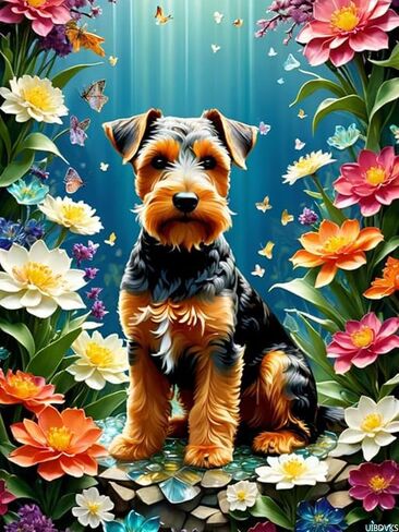 UIBDVKS Welsh Terrier Diamond Painting Kits for Adults 5D Art 5D Diamond Art Kits Beginner, Paint with Diamonds Pictures Cute Animals DIY Gem Painting for Home Wall Decor 12x16 inch in Saudi Arabia