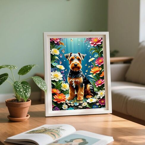 UIBDVKS Welsh Terrier Diamond Painting Kits for Adults 5D Art 5D Diamond Art Kits Beginner, Paint with Diamonds Pictures Cute Animals DIY Gem Painting for Home Wall Decor 12x16 inch in Saudi Arabia