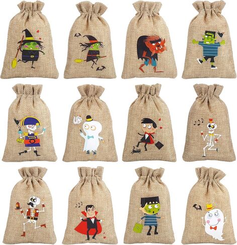 CCINEE 36pcs Burlap Halloween Party Bags Novelty Linen Jute Bags 4" x 6" for Halloween Gifts Packing Party Decoration Supplies in Saudi Arabia