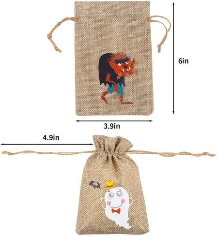CCINEE 36pcs Burlap Halloween Party Bags Novelty Linen Jute Bags 4" x 6" for Halloween Gifts Packing Party Decoration Supplies in Saudi Arabia