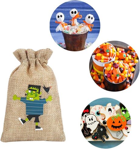 CCINEE 36pcs Burlap Halloween Party Bags Novelty Linen Jute Bags 4" x 6" for Halloween Gifts Packing Party Decoration Supplies in Saudi Arabia