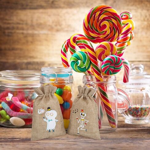 CCINEE 36pcs Burlap Halloween Party Bags Novelty Linen Jute Bags 4" x 6" for Halloween Gifts Packing Party Decoration Supplies in Saudi Arabia