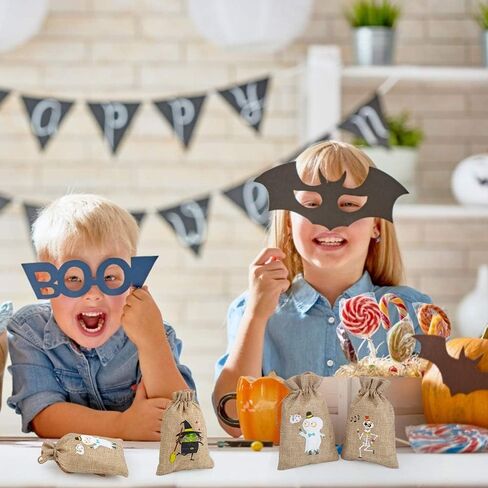 CCINEE 36pcs Burlap Halloween Party Bags Novelty Linen Jute Bags 4" x 6" for Halloween Gifts Packing Party Decoration Supplies in Saudi Arabia