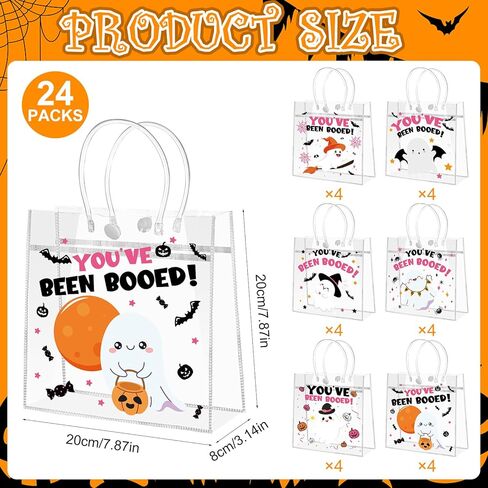 WZSTNBLA 24PCS HALLOWEEN CLEAR PVC حقائب هالوين حفلة تفضيل الحقائب التي تم صراخها في Boo GhoS in Kuwait