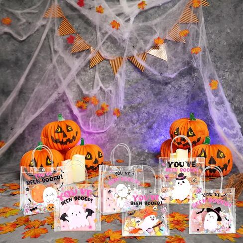 WZSTNBLA 24PCS HALLOWEEN CLEAR PVC حقائب هالوين حفلة تفضيل الحقائب التي تم صراخها في Boo GhoS in Kuwait