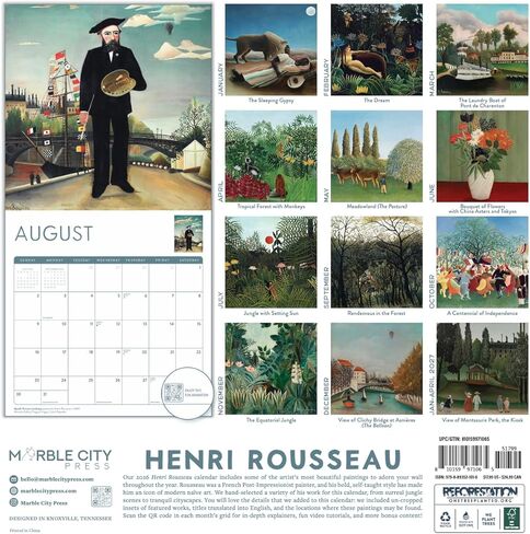 Japanese Art Calendar 2026 | Kamisaka Sekka: Vintage Rinpa Woodblock 12 Month Wall Calendar | 12" x 24" | Marble City Press | Small Family Owned Business | Sustainable Plastic Free Packaging, Thick Art Paper in Kuwait