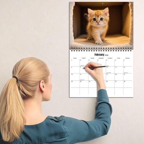 Cat Calendar 2026 Calendar,Cute Kitten Wall Calendar,Large Bookstore-Quality,Spiral-Bound Hanging Monthly Wall Planners for Kitchen & Office,Pet calendar - 11x17Inch(Open) in Saudi Arabia